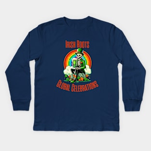 St Patricks Day 2024. Irish Skull Men Kids Long Sleeve T-Shirt